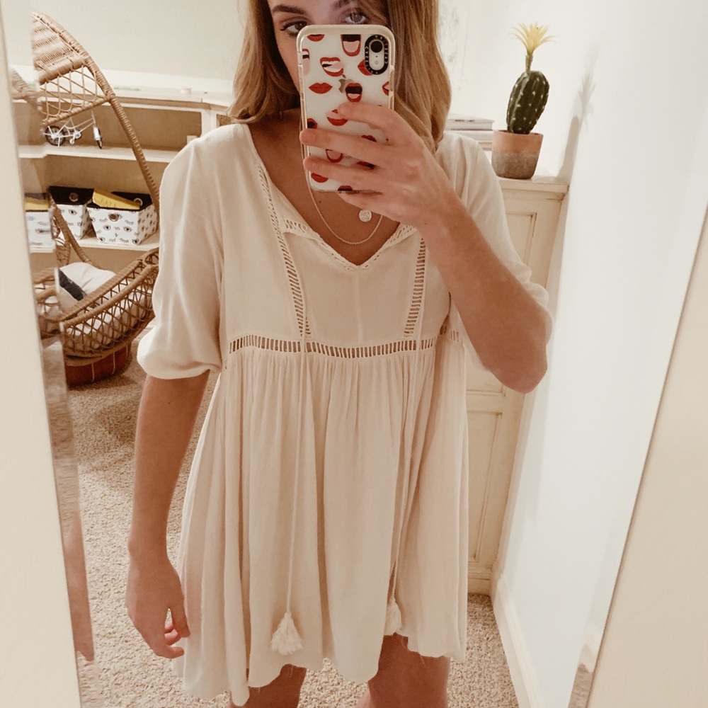 Cream Easel Peasant Dress